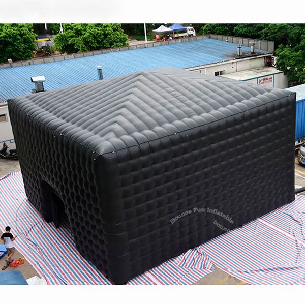 wholesale Black Inflatable Cube Tent Large Inflatable Party Tent Nightclub Disco Marquee Booth Studio For Outdoor Wedding 10mLx10mWx4.5mH (3