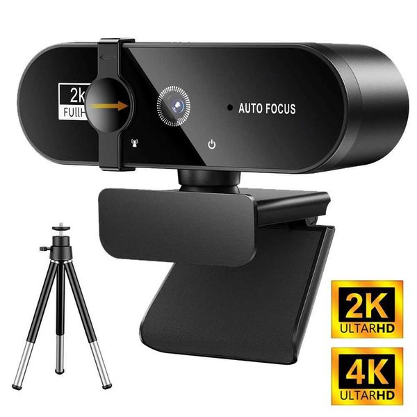 Webcams Webcam 4K 2K Webcam 1080P Webcam with tripod microphone autofocus mini USB camera full HD webcam for PC Mac laptop Y240701RandomText
