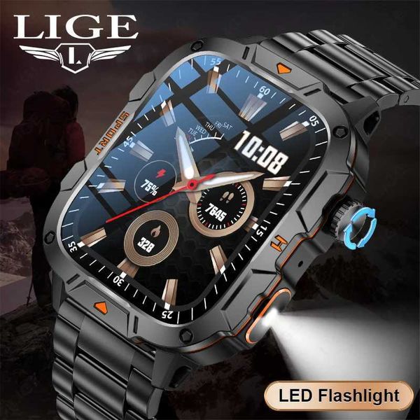 LIGE Men Smart Watch New Outdoor Sports Fitness Bracelet LED Lights Night Training Watches Bluetooth Call Smart Watch For Man M240824