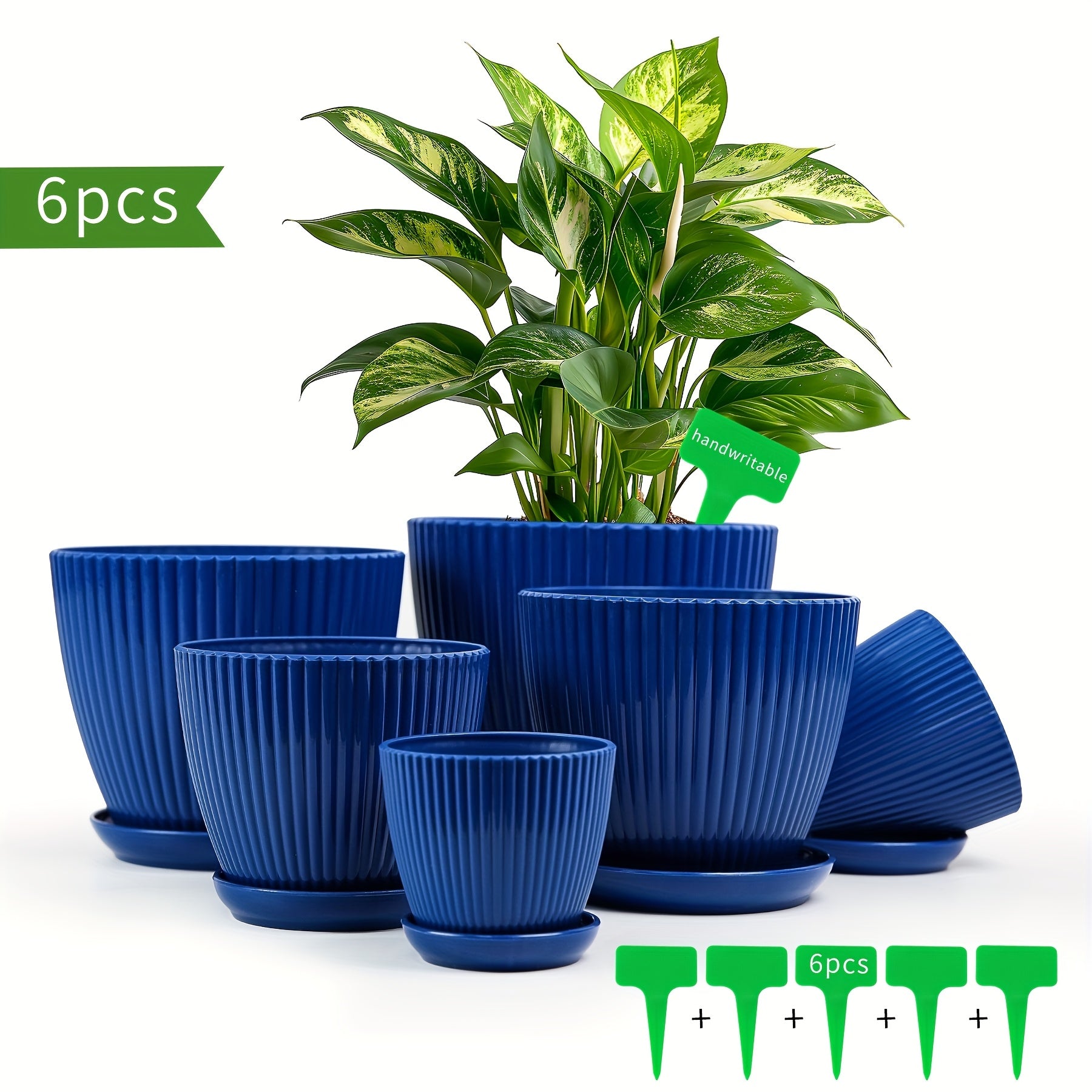 TEMU 3.5-4.3-5.0-7.5-6.6-5.8 Inch Plant Pots, 6pcs Different Size Flower Pots For Small Indoor Outdoor Plants, Plastic Planters With Drainage Holes
