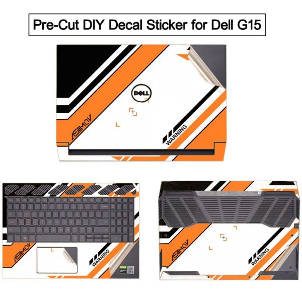 Pre-Cut Printed Vinyl Laptop Accessories Decal Sticker Skin Film for 2023 2022 Dell G15 5530 5525 5521 5520 5515 5511 5510 G16