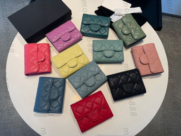 12A All-New Mirror Quality Designer Womens Wallet Genuine Leather Caviar Card Holder Black Quilted Coin Purse Lady Credit Card Wallets Luxur