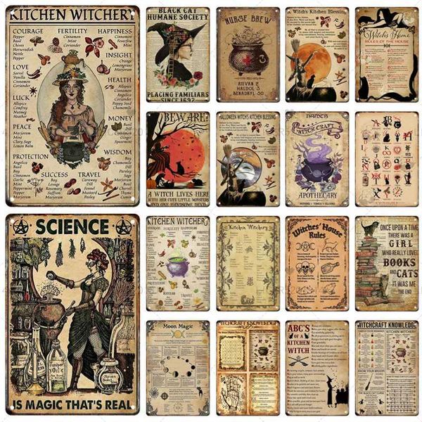 Vintage Witchery Tin Painting Metal Signage Halloween Magic Poster Home Living Room Club Bar Hallway Art Wall Decor Iron PaintinXJ250116