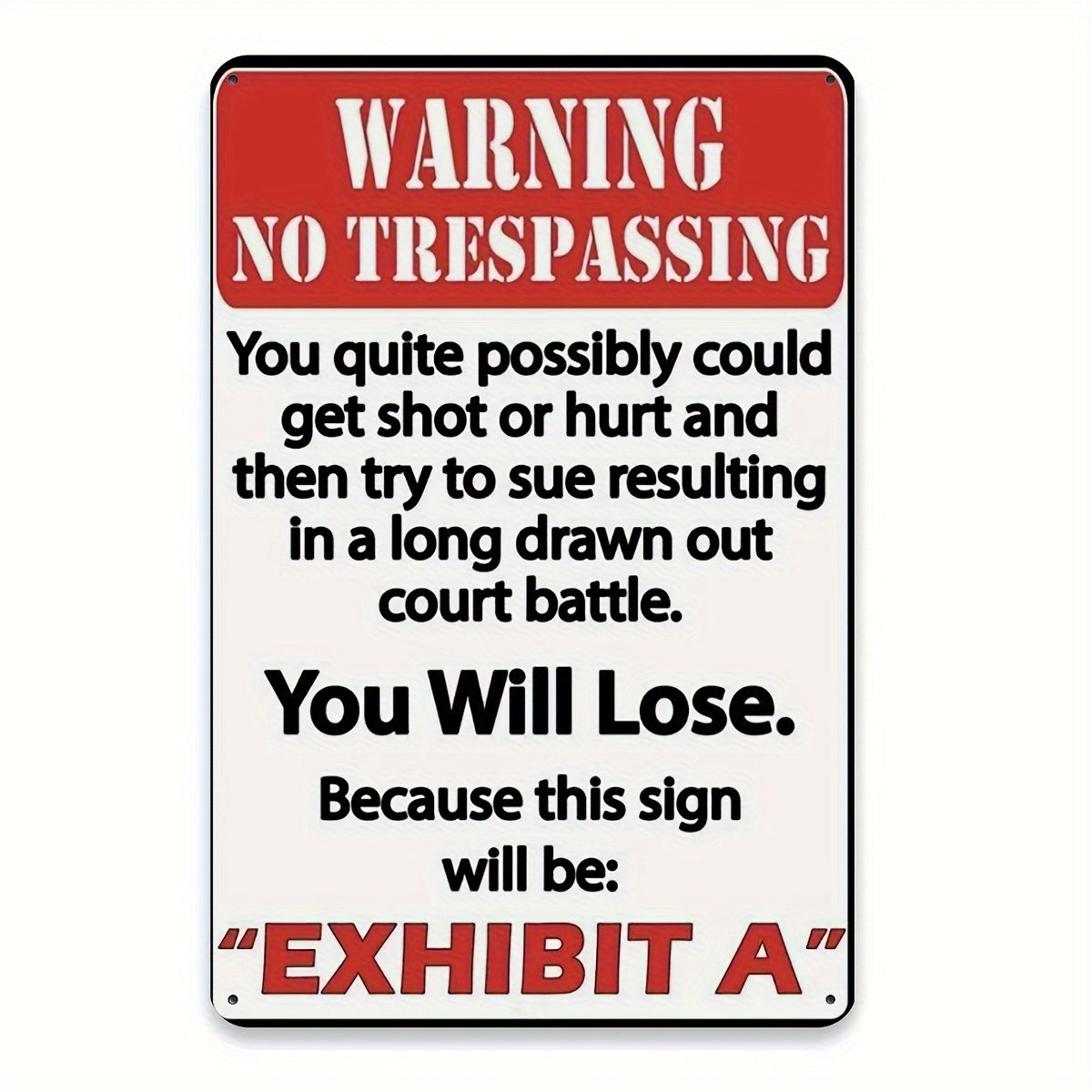 TEMU 1pc No Trespassing Warning Aluminum Sign 8x12 Inch - Vintage Wall Decor For Home & Property, Red Border With White Background, Ideal For