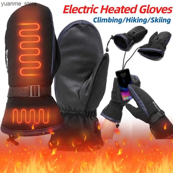 Ski Gloves 1 Pair Winter Outdoor Heating Cycling Gloves Cold-Proof Electric Heating Gloves 3 Gear Temperature Motorcycle Gloves Ski Mittens