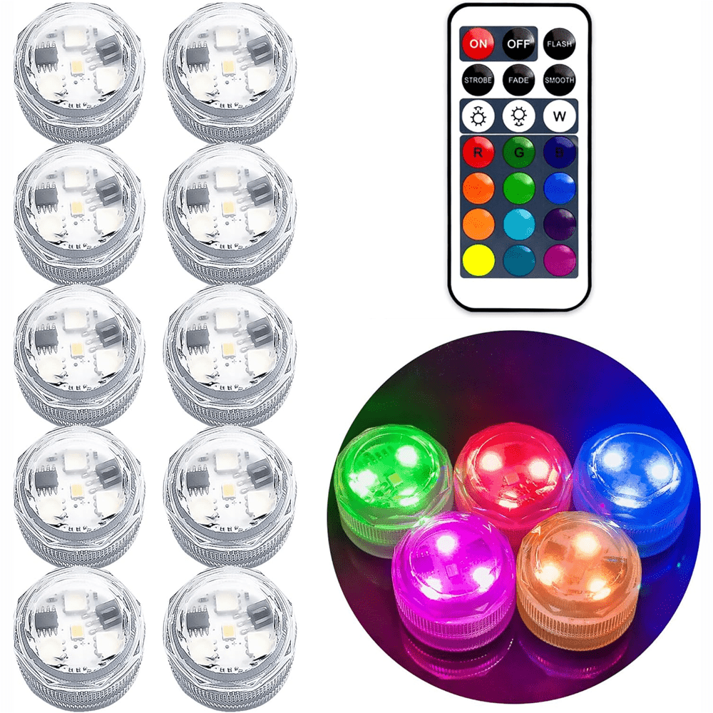 TEMU Led Lights With Remote Control, Tea Lights, Candle Lights, Rgb Color Changing, Small Led Lights For Vase, Pool, Pond, Lantern, Halloween,