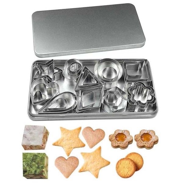 24-30Pcs Stainless Steel Sugar Biscuit Press Stamp Embosser Cookie Cutter DIY Fondant Cake Biscuit DIY Mold Baking Accesories Z250113