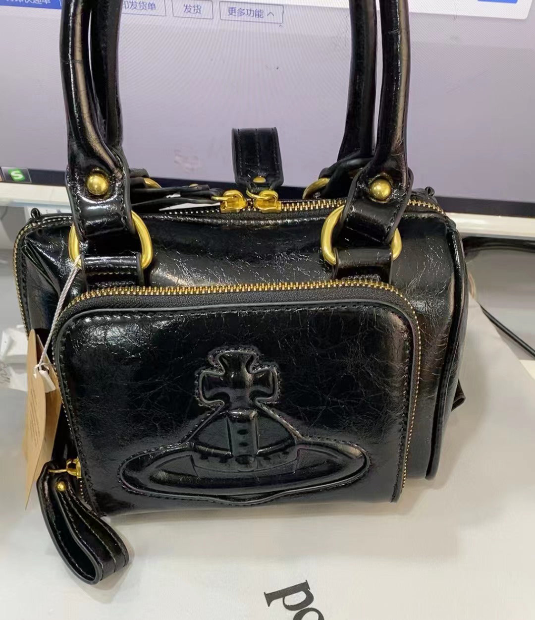 1-Handbags Tote Womens bags Vivienes West Wood Bag cardi earing wallet jewelry Genuine leather hoboo zipper Single shoulder Highest quality shoulde