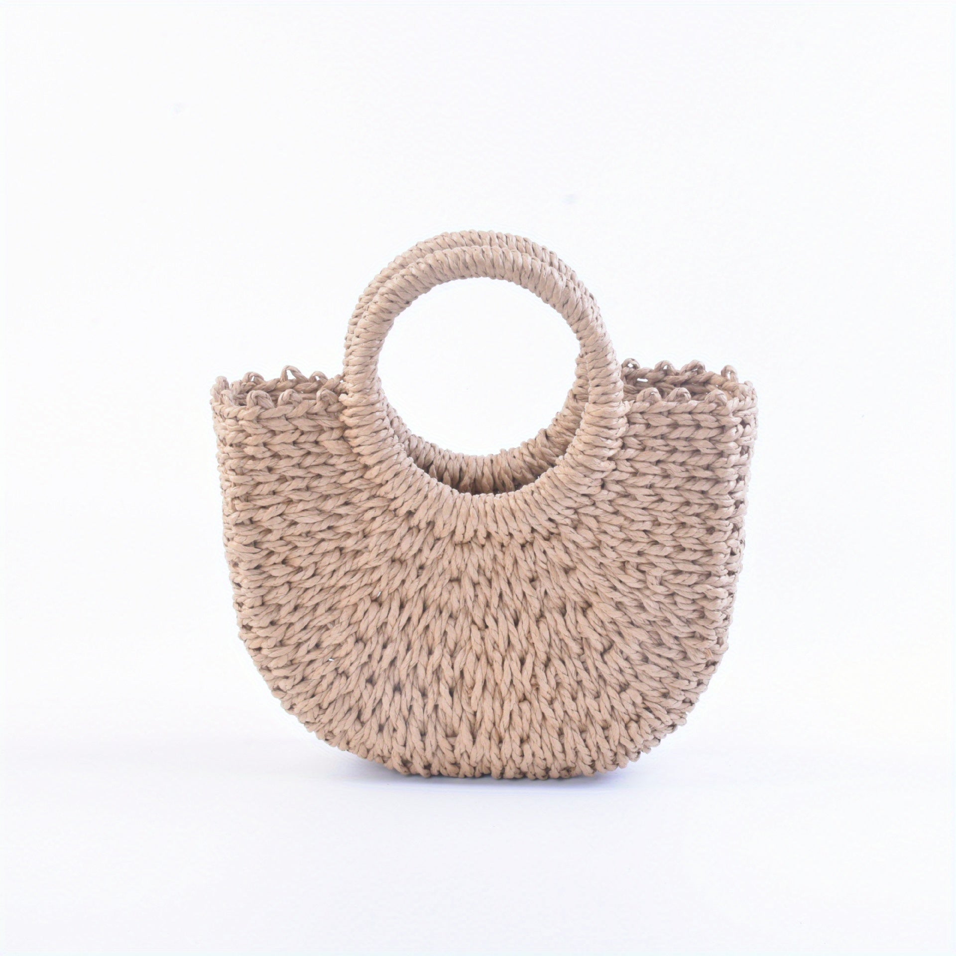 TEMU New Versatile Straw Woven Handbag, Woven Tote Bag, Women's Hand Woven Beach Bag - High-quality Open Summer Travel Bag, Lightweight And Durable,