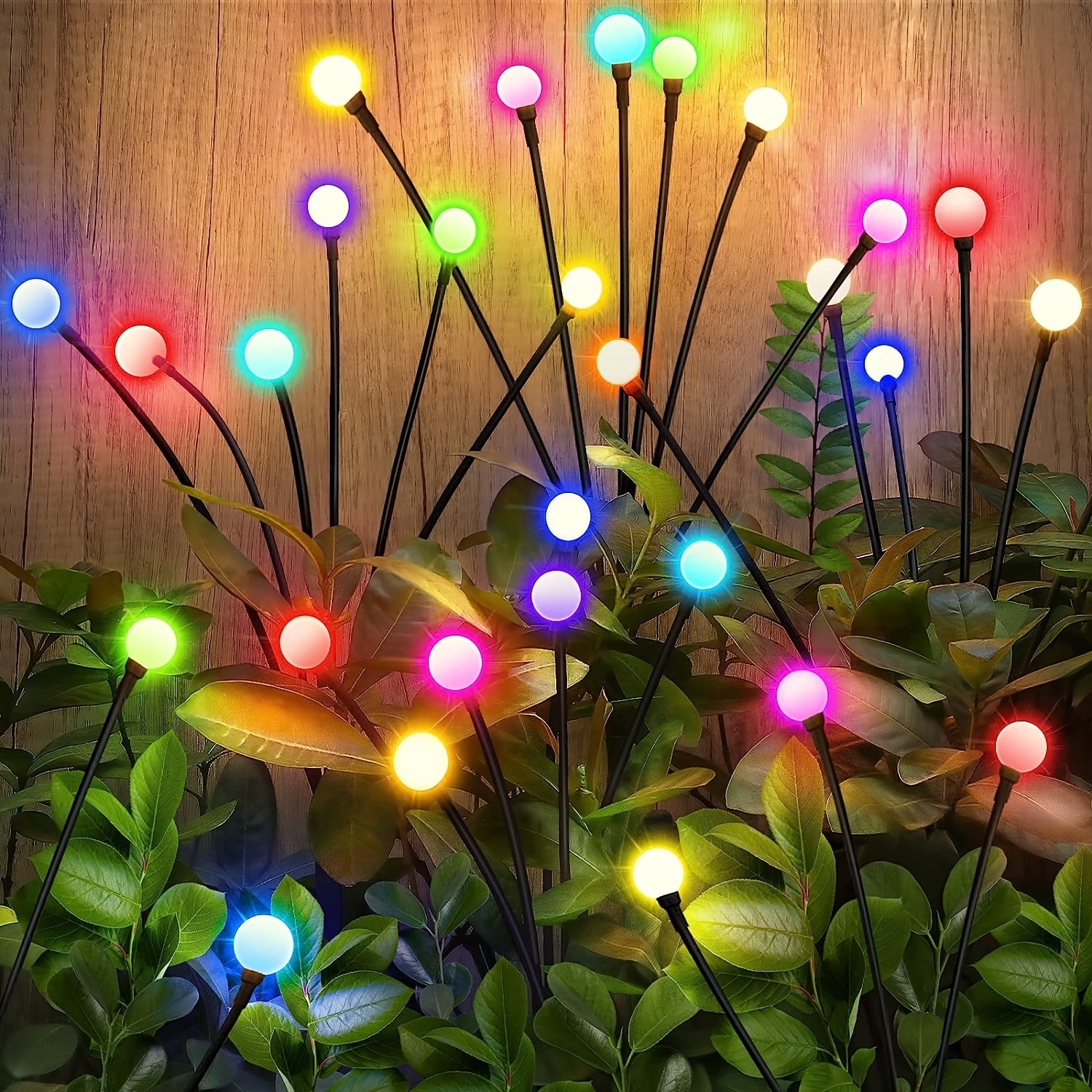 TEMU 2-pack 8led Vibrant Solar Firefly Lights, With Swinging Motion For Yard, Garden, Lawn & Party Decor