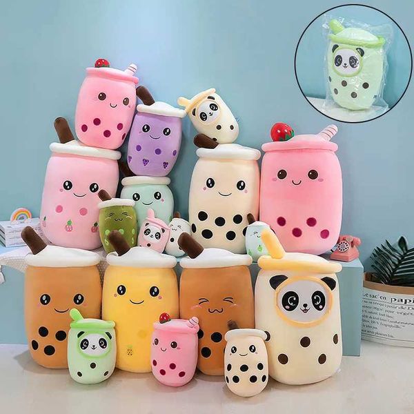New Arrival Cartoon Fruit Bubble Tea Cup Plush Toys Real Life Boba Food With Suction Pillow Stuffed Soft Hug Cushion DecorM240801