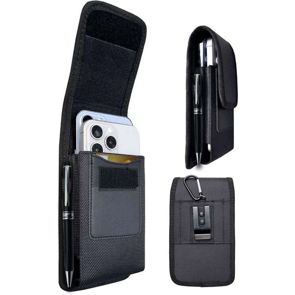 Holster Pouch with Belt Clip, 2 Holder Double Phone Case iPhone 14 13 12 11 Pro Max 15 for Samaung Galaxy A35 A55 S24 S23 Ultra Plus -Black