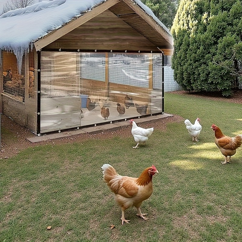 TEMU 1 Heavy-duty Chicken Coop Waterproof Cover With Adjustable Elastic Straps - Tear-resistant, For Large Walk-in Poultry Cages, Includes Rope And