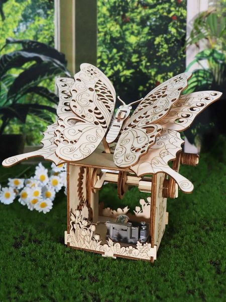 3d Wooden Puzzle Hand Butterfly Music Box You Are My Sunshine Handmade Assembly Model Kit Holidays Brthdays Christmas Gifts W250117