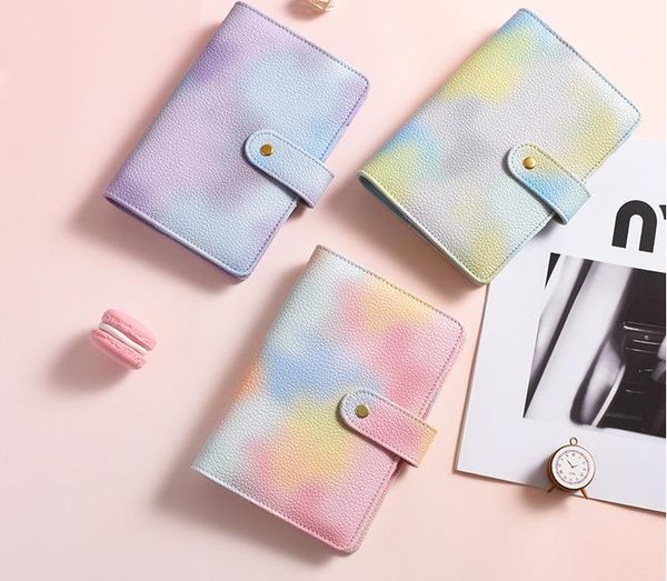 A5 A6 Binder Notepads Pearl PU Leather Cover A7 Notebook Budget Binder 6 Rings Spiral Business Planner Work Agenda Macaron Candy Color Whole