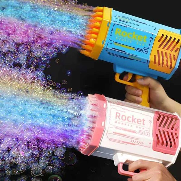69 hole rocket bubble gun hine angel LED childrens authentic soap bubble blower making toys for wedding parties outdoor games Y250117