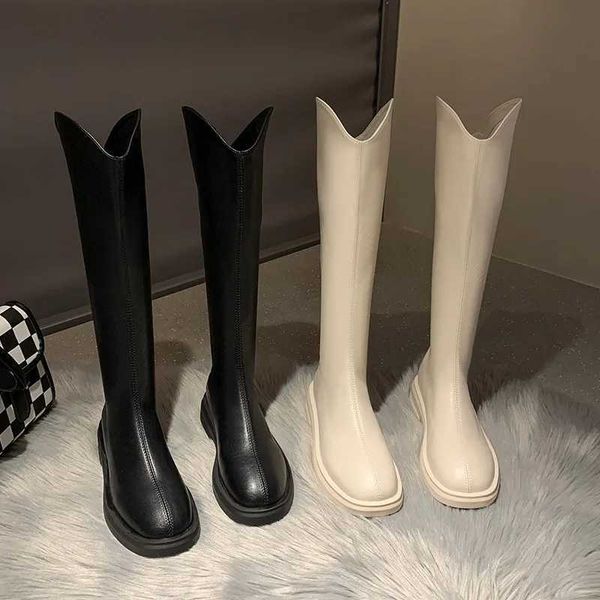 Womens Boots Autumn Female Shoes Winter Footwear Flat Heel Boots-Women Ladies Rubber 2024 Over-the-Knee Med Fabric Basic RomeXJ250115