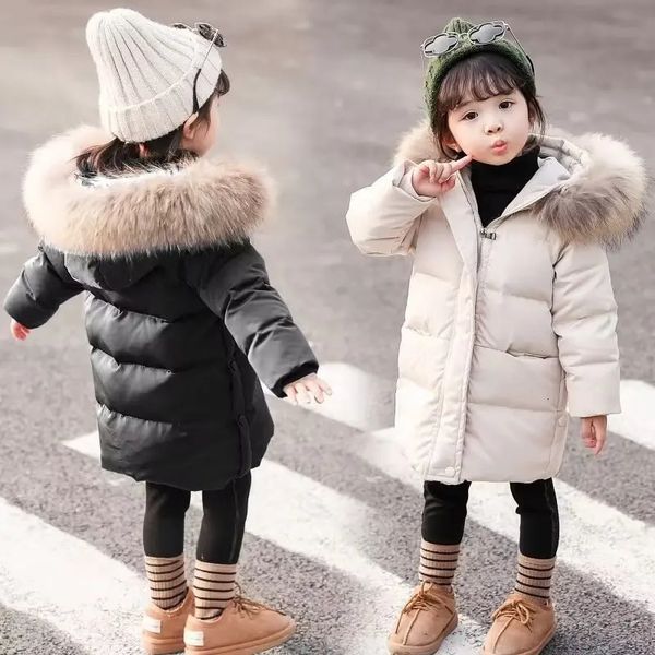 Winter Down Thick Warm Jacket Girls Waterproof Hooded Coat Children Outerwear Clothing Teenage Kids Parka Snowsuit 241218