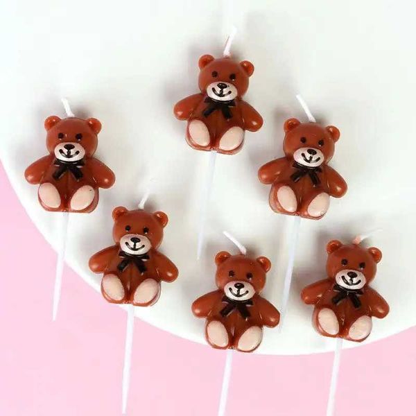 5Pcs-box Cute Bear Candle Baby Shower Cake Topper Birthday Dessert Candle Plug-in Spot Cake Decoration Accessories M240905