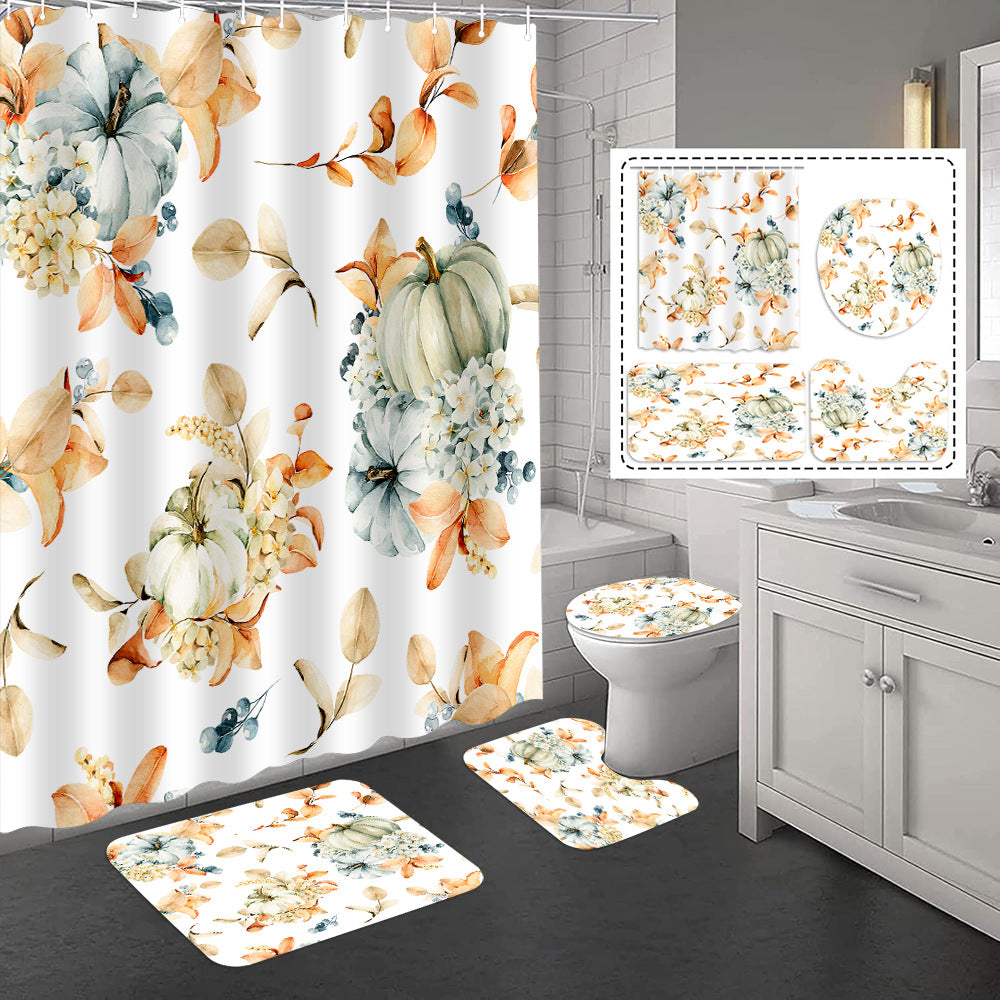 YL-37343 Hot selling shower curtain manufacturer Bomi digital printed polyester shower curtain non-slip mat set