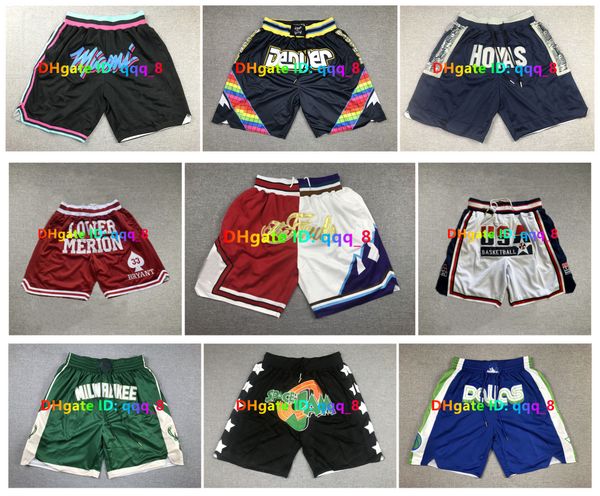 Just Don Team Basketball Shorts Short short basket USA football With Pocket Zipper Hip Pop Sport Wear Pant Sweatpants Bryant Lower Merion Ge