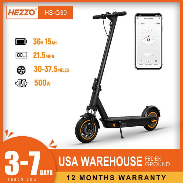 HEZZO Escooter G30 Free Shipping Eu Us Warehouse 36V 500W Powerful Electric Scooter 22Mph 40-50km 10Inch 15Ah Front Suspension Waterproof Fo