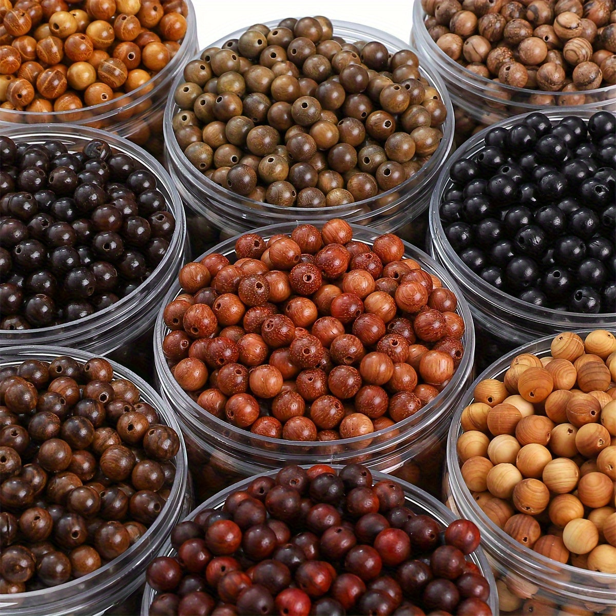 TEMU 100pcs Efrey 8mm Vintage Wooden Beads, Mixed Styles Round Spacer Beads For Diy Bracelets, Necklaces, Earrings, And Craft Jewelry