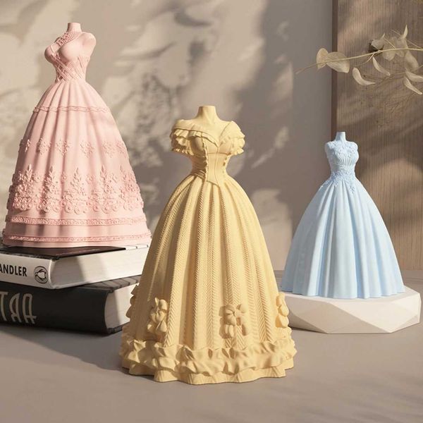 Candles New Generation Bridal Wedding Silicone Mold 3D Dress Candle Aromatherapy Gypsum Resin Production Tool Home Decoration Technology CL2