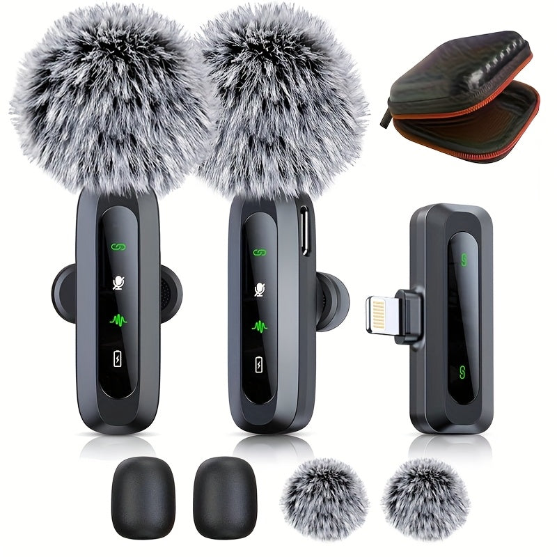TEMU 8pcs Wireless Lavalier Microphone For Iphone 7 8 9 12 13 Pro Max Suitable For Ios And Led Display Clip-on Microphone For Video Recording Tiktok