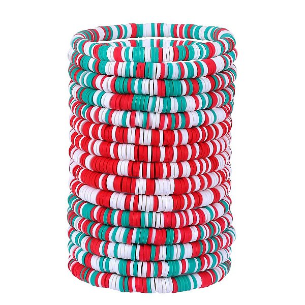 Handgefertigte Heishi-Surfer-Stretcharmbänder aus Fimo