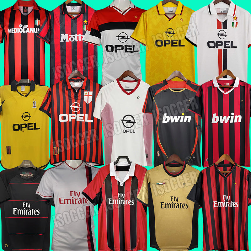 Retro shirts 96 97 99 Gullit soccer jerseys AC 88 89 02 03 04 05 06 Vintage Maldini Van Basten football KAKA Inzaghi aC 06 07 09 10 Rivaldo SHEVCHEN