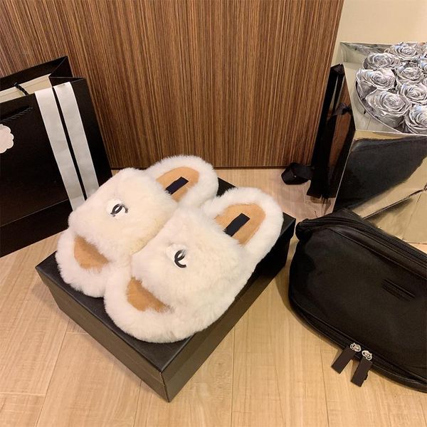 Plush Slipper Womens Classic Fluffy Fur Slippers Luxury Designer Shoes Warm Indoor 34-40 Fashion Cotton Sandals Faux Fur