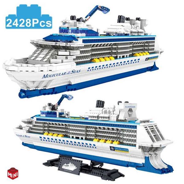 City 2428Pcs Cruise Liner Ship Sailing Boat Mini Model Building Blocks Creative Big Ocean Vessels Bricks MOC Toys Children GiftsC250211