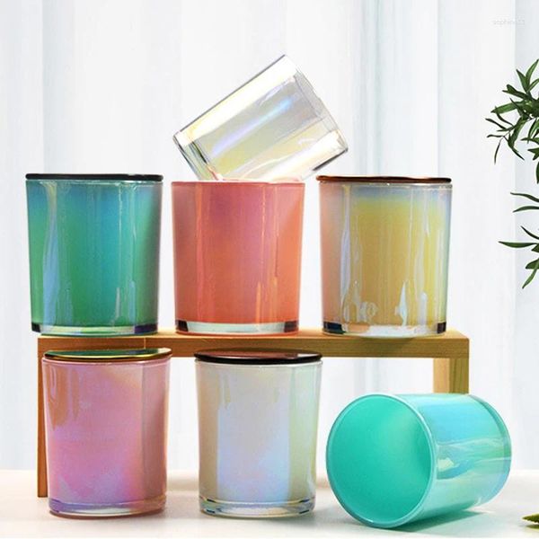 Candle Holder Iridecent Electroplating Colorful Cup Spray Bath Salt Jar Creative Color Scented Gla Bottle