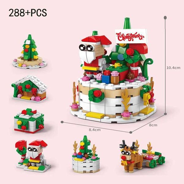 6 in 1 Building Blocks Christmas Tree House Train Santa Claus Reindeer Rudolph Model Bricks Sets Classic Dolls Kids Toys GiftXJ241029