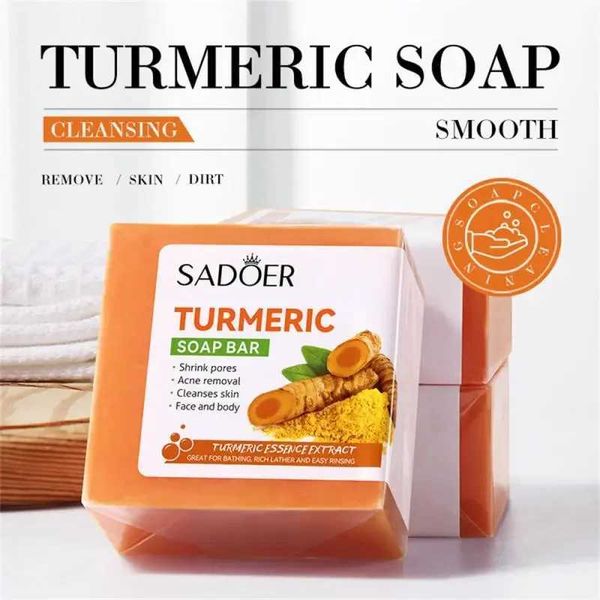 Handmade Soap 3PCS Hand Made Turmeric Soap Body Cleaning Lightening Dark Underarm Leg Body Cleansers Brightening Face Soap Tender Skin Care