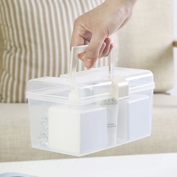 Portable Transparent Household Health Small Medicine Box, Plastic Sealed Hand-Held Storage Box