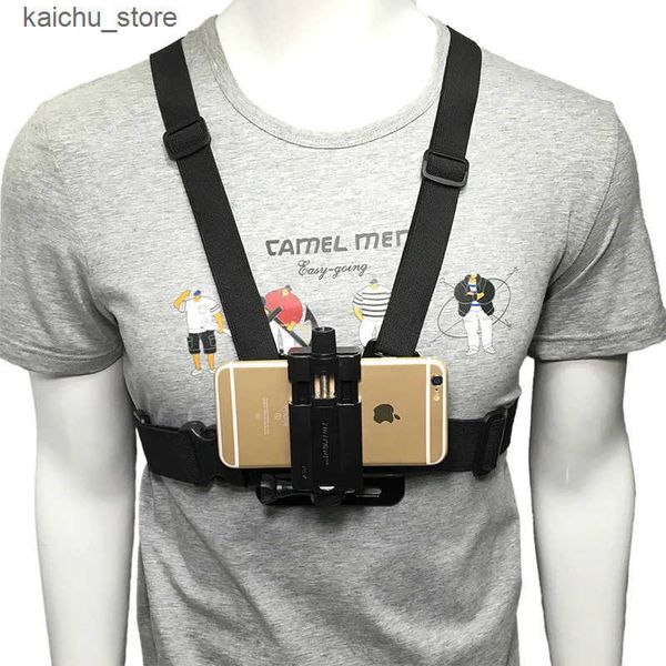 Mounts Holders 2021 New Mobile Chest Mount Harness Strap Holder Cell Phone Clip Action Camera Adjustable Straps For J241217