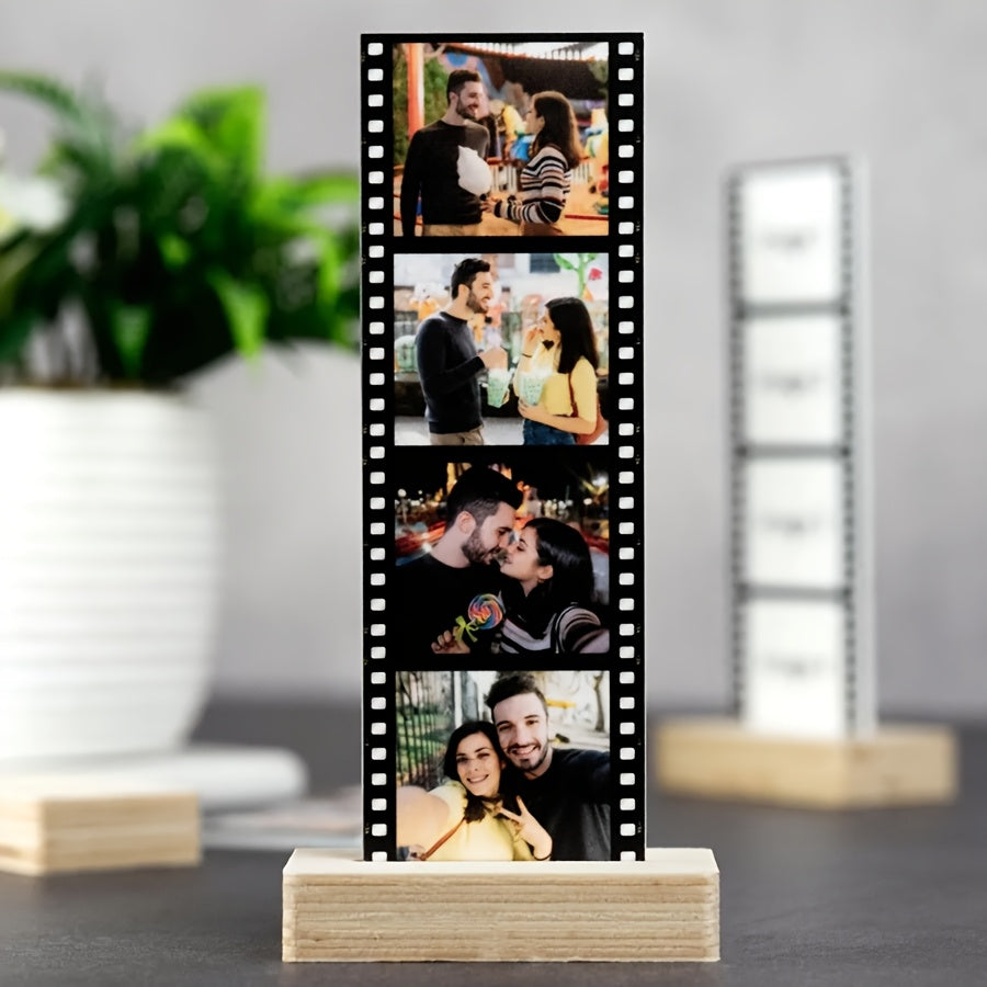 TEMU 1pc Custom Photo Display Stand With Personalized Picture - Elegant Tabletop Or Bedside Decor, Sturdy Wooden Base, Compatible , Office, Wedding,