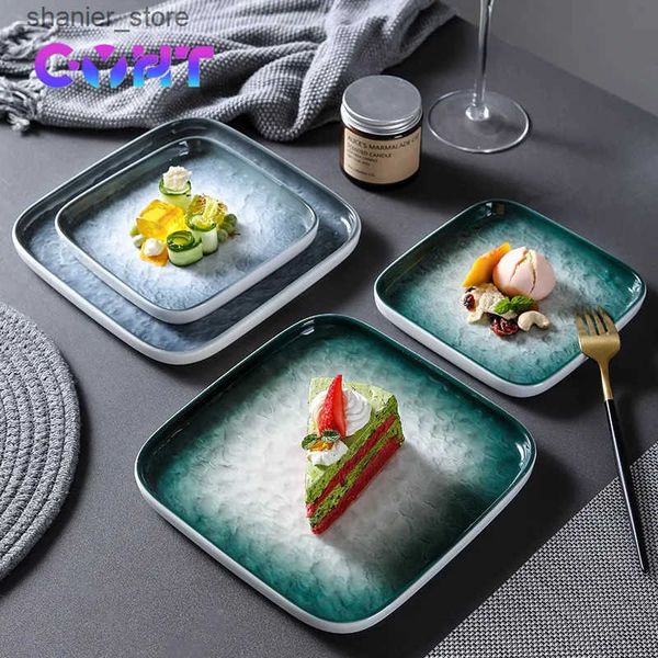 Dishes Plates 8-inch Japanese square ceramic board 6-inch Western style steak table piece 20cm home restaurant creative sushi board L240910