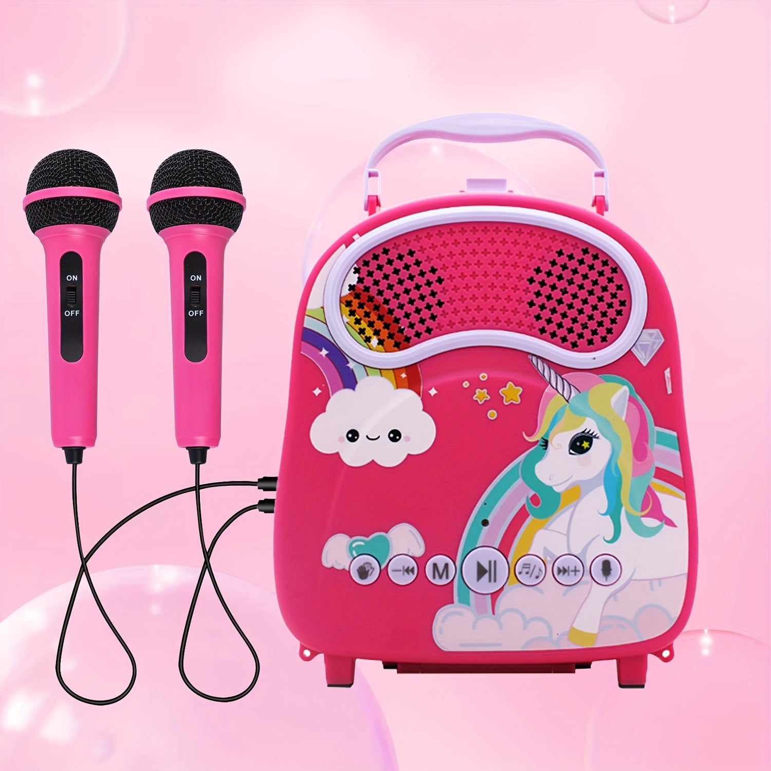 TEMU Karaoke Machine For Kids With 2 Microphones Children Karaoke Toys For Singing Portable Karaoke Speaker With Storage Bag For Christmas Holiday