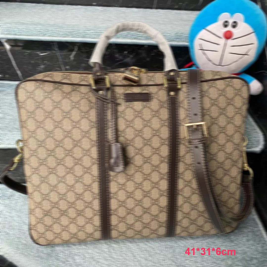 10A Luxury Real Leather Briefcase Men Women Designer Casual Briefcase Handbag with Double Letter Printing Single Shoulder Large Capacity Document &