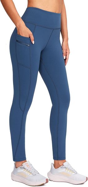 Women&#39;s Fleece ed Winter Leggings with Pockets Water Resistant High Waisted Thermal Warm Pants Running Hiking