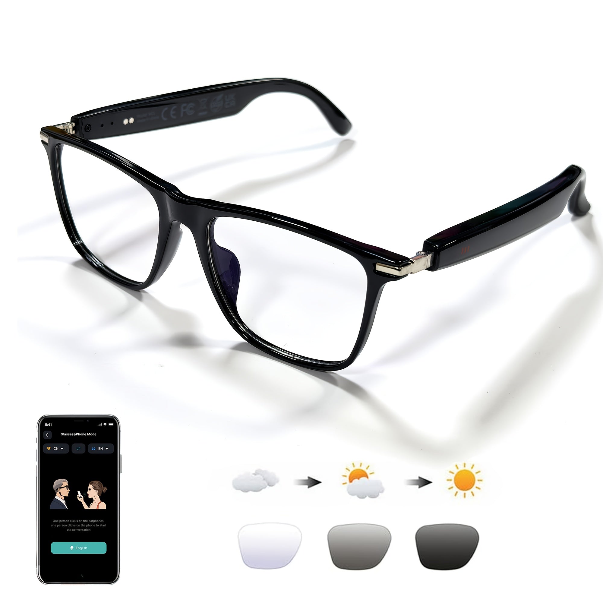 TEMU Oiciido New Ai Smart Glasses Support Real-time Translation For 160+ Languages And Video Translation. With System. Multifunctional Audio Glasses