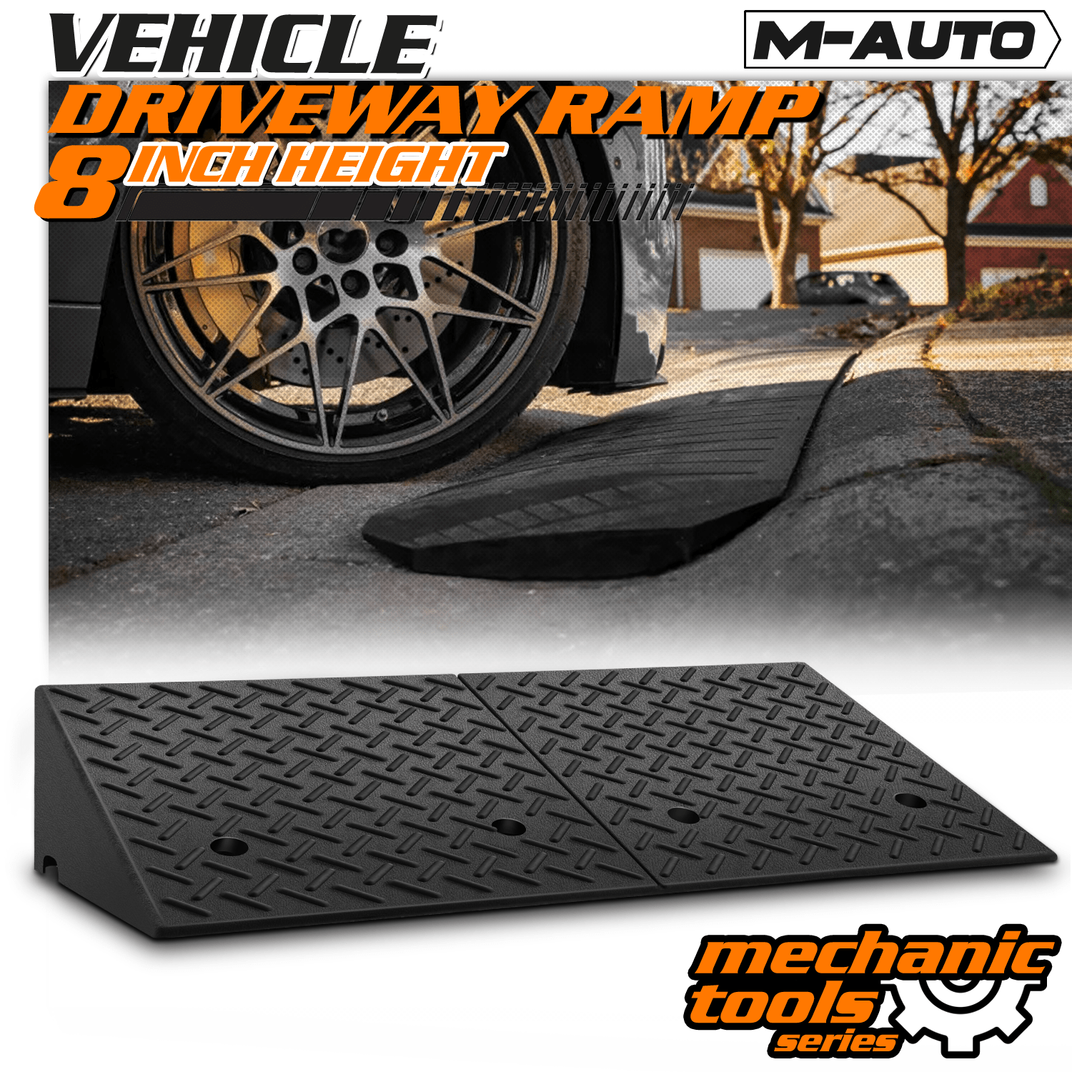 TEMU 7.9" Rise Rubber Heavy Duty Loading Ramp Ramp 38.5 In L X 19.6 X 7.9 In H Dock, Warehouse, Wheelchair, Motorcycles, Cars, Tools-00654