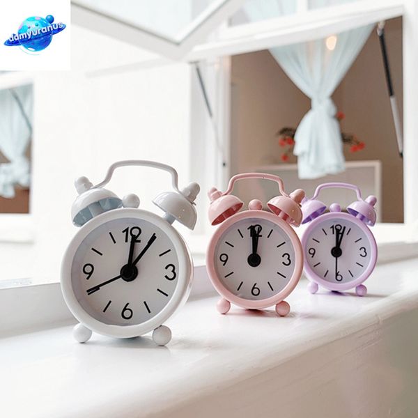 ddmyuranus Retro Metal Mini Alarm Clock With Needle Cute Twin Bell Cartoon clock Office Table Desktop Ornament Kids Gift