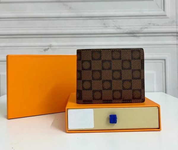 Designer wallet Men women purse clutch bag short plaid Wallet bum bag portafoglio uomo Complete set of original box Holders handbag designer