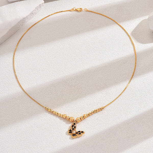 Collares colgantes de mariposa con circonita cúbica pavé de latón de moda para mujer