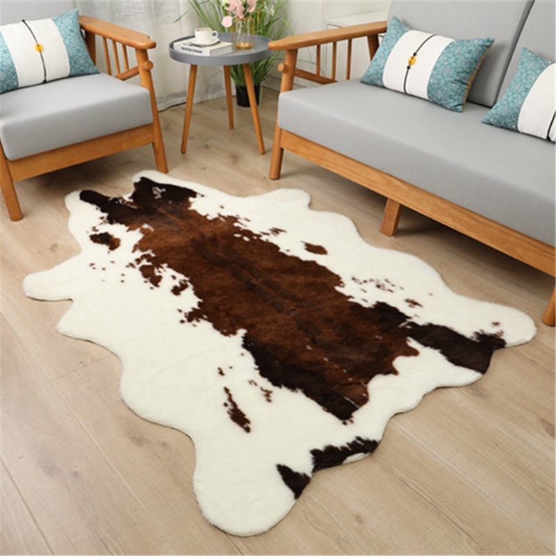 Modern minimalist faux fur carpet for indoor living rooms, bedrooms, floor mats, faux cowhide, zebra, animal skin pattern carpet