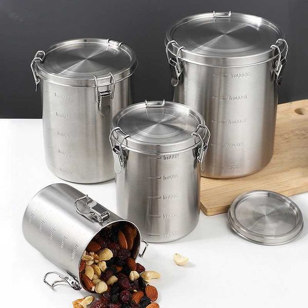 Storage Bottles Jars Stainless Steel Airtight Sealed Canister Home Coffee Beans Tea Leaf Tanks Food Container Cereal Storage Can Kitchen Org
